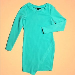 Mint green, large, fitted, asymmetrical dress